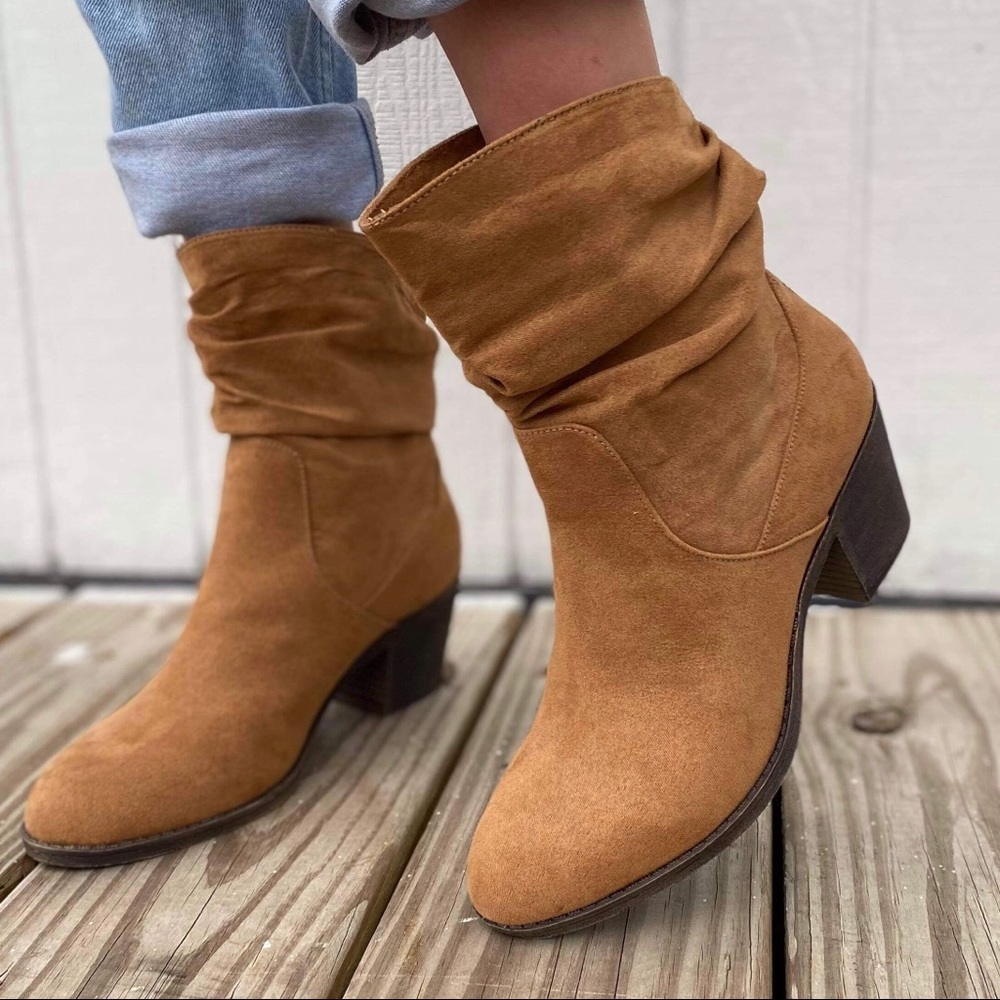 Ruched ankle boots